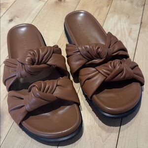 Dear Frances Brown Knot Slide Sandals